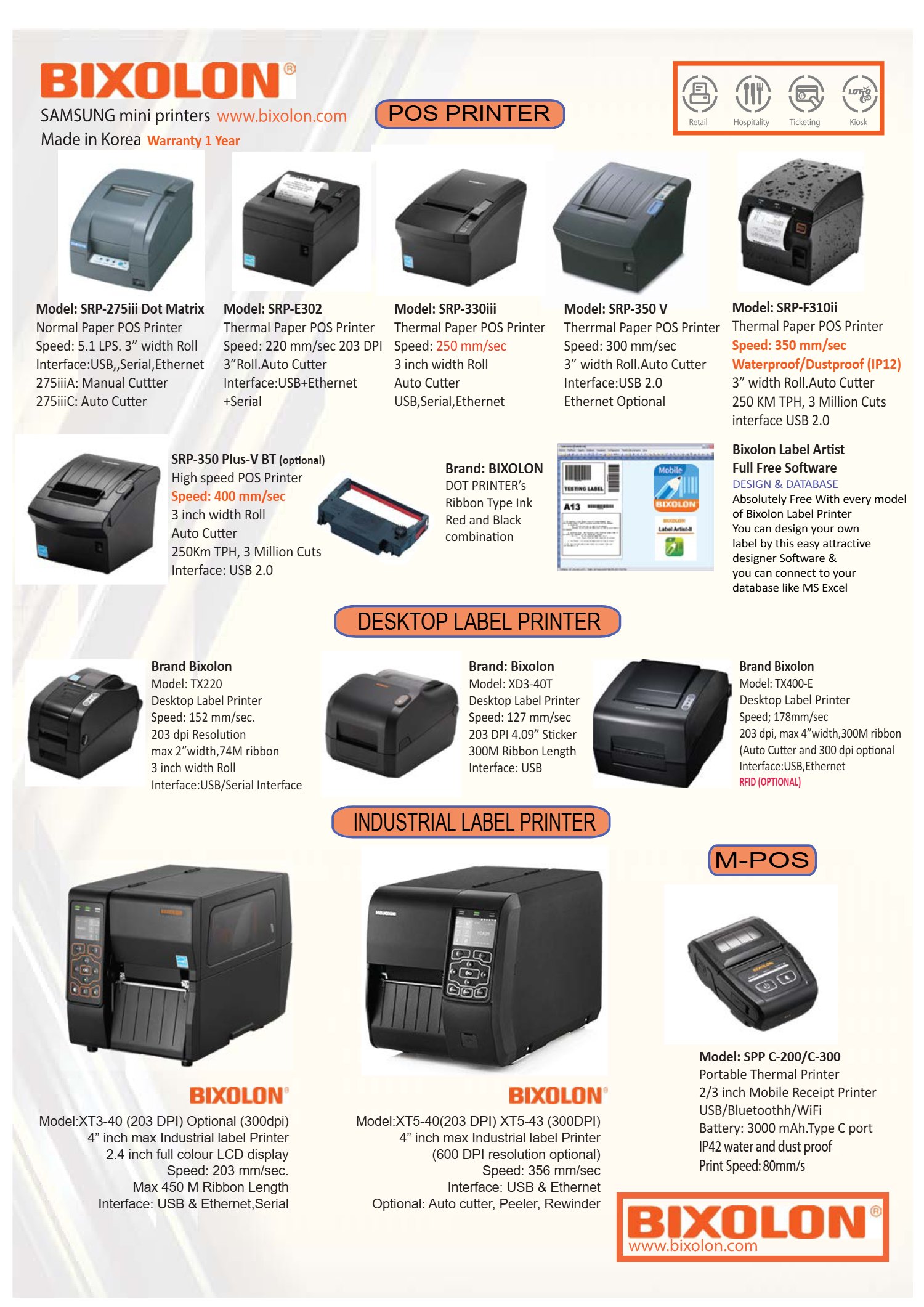 Catalogue page 1: Bixolon